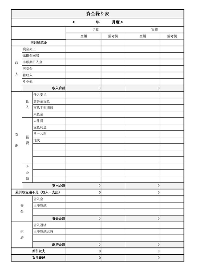 年間収支表 家計簿システム手帳リフィル テンプレート無料ダウンロードマイノート