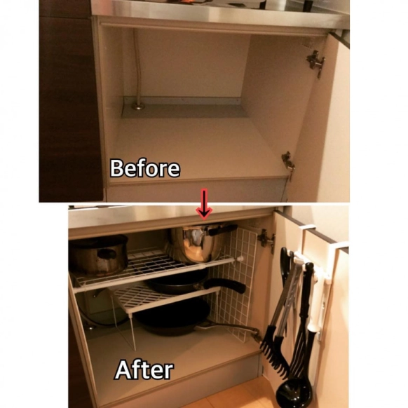 ワイヤーネットで作る吊り下げラックのアイデア