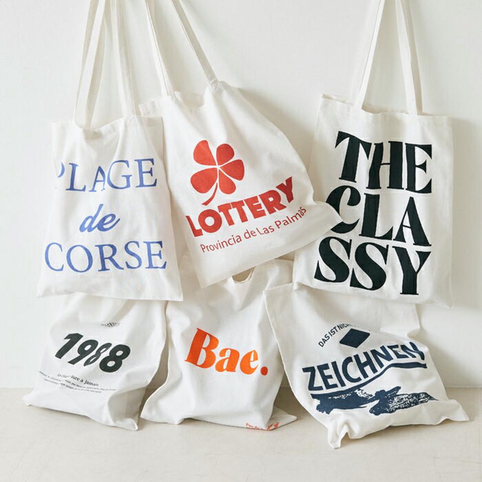 英字ロゴキャンバストートバッグ 文字グラフィック トートバッグ 手持ちショルダー2wayKorea style bags shop