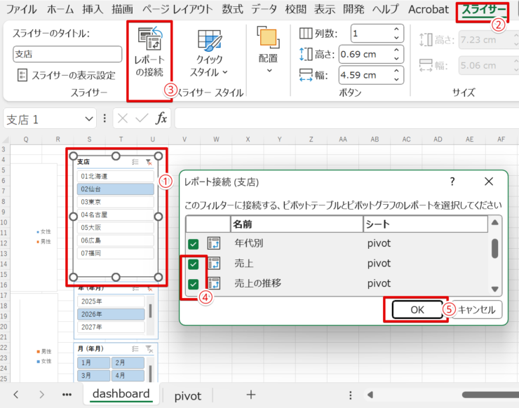 ダッシュボード形式のExcelレポートを作成する