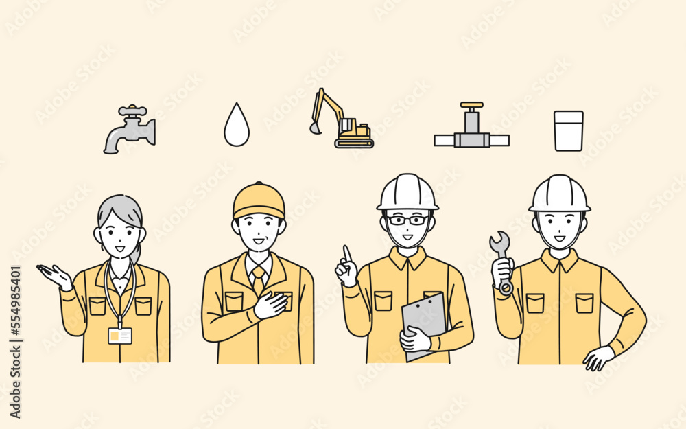 水道工事のトレンディイイソメトリックアイコンPremiumベクトル素材