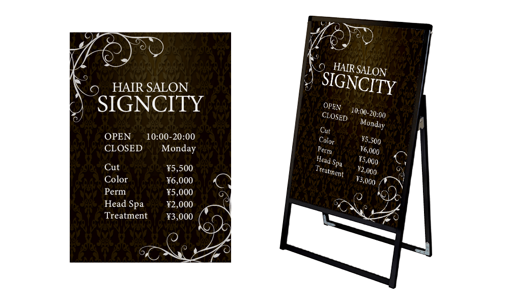 美容室さんのメニュー表を作製しました – 看板製作のライトビコ