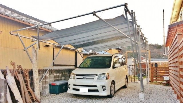 車庫 ガレージ 倉庫 ２階建 解体済み カーポート 鉄骨 単管パイプ