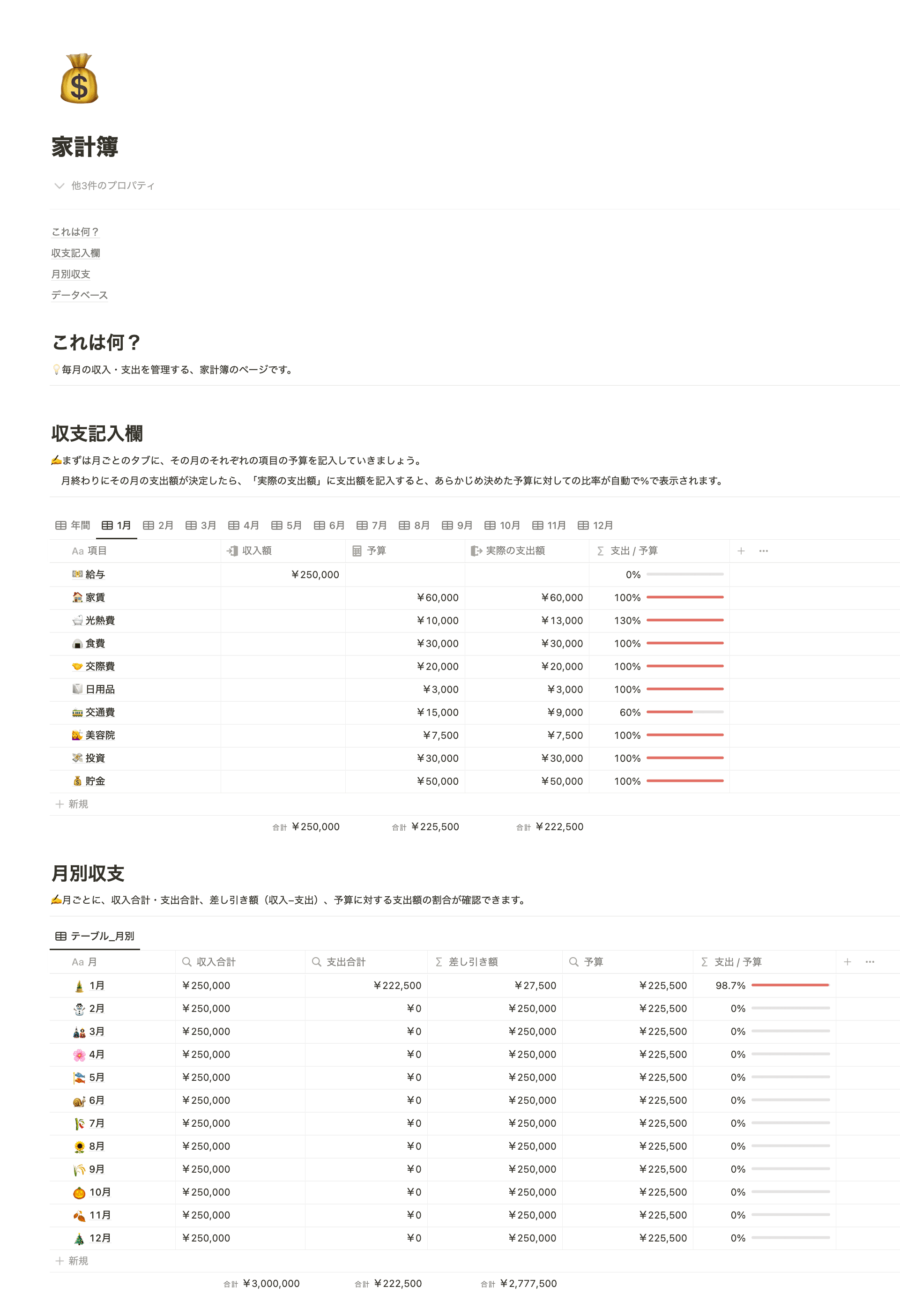 家計簿テンプレート03「毎日記入できる・自動計算式入り・2枚組」 エクセル・Excel 無料ダウンロードテンプレートNAVI