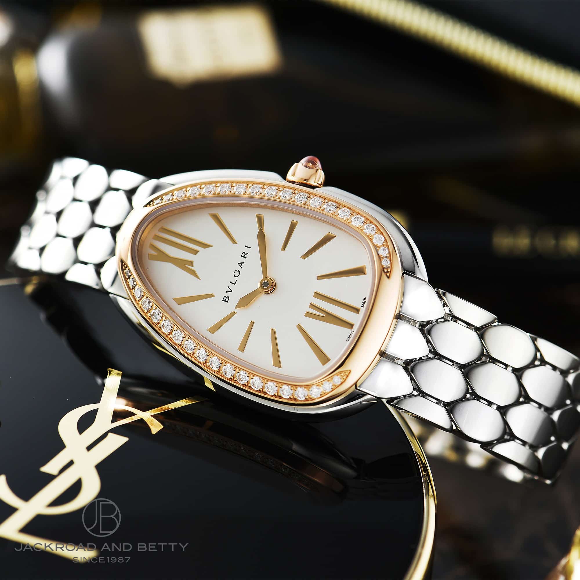 BVLGARI ゴールド ブレスレット 時計 102673高価買取事例－ブルガリ セルペンティ 102673 ピンクゴールドダイヤモンドインカンターティ ダイヤモンド 蛇モチーフ ブレスレットタイプ ピンクゴールド レディース 30ｍｍ ジュエリーウォッチ 新品未使用 神奈川県から