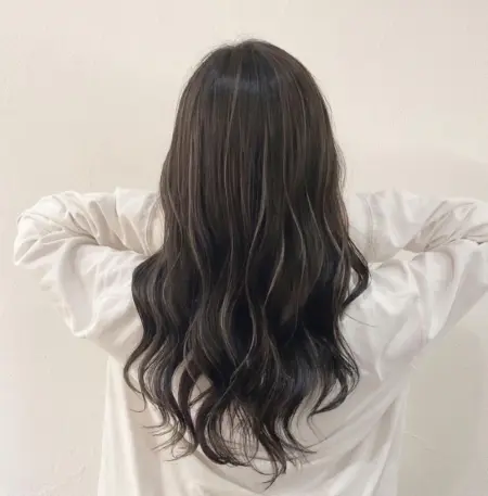 オフィスでも○！シークレットハイライト30代におすすめビジネス・オフィス×ナチュラル×クール黒髪 ブラック グラデーションカラー3Dカラー ＜ヘアサロン予約＞ - OZmallビューティ