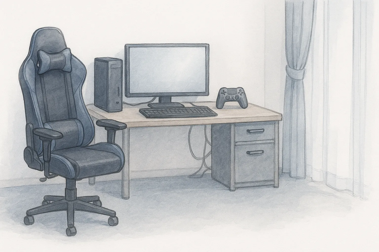 ゲーミングチェアに座る 女性 １ - CLIP STUDIO ASSETS